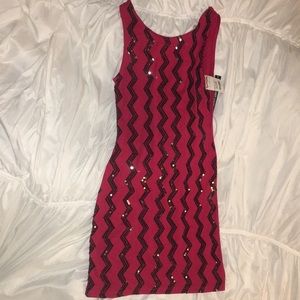 Red and black sequin dress
